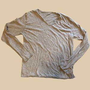 Zadig & Voltaire Monas Men’s Gray Split Neck Long Sleeve Shirt